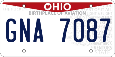OH license plate GNA7087