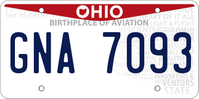 OH license plate GNA7093