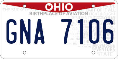 OH license plate GNA7106