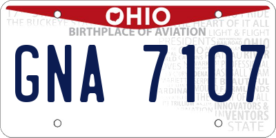 OH license plate GNA7107