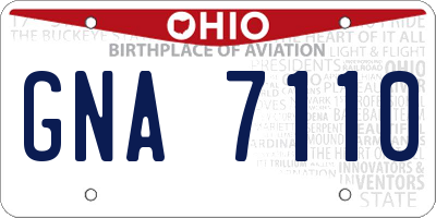 OH license plate GNA7110