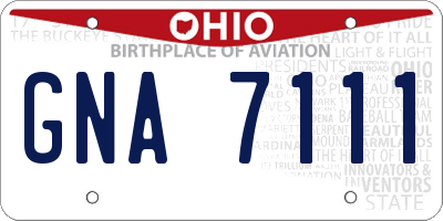 OH license plate GNA7111