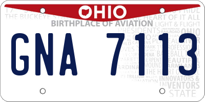 OH license plate GNA7113