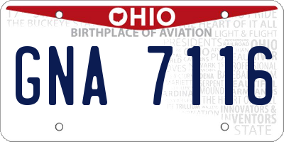 OH license plate GNA7116
