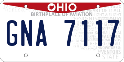 OH license plate GNA7117