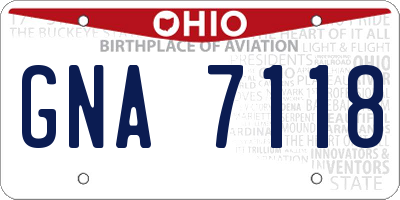 OH license plate GNA7118