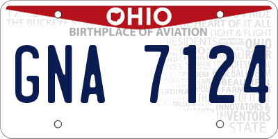 OH license plate GNA7124