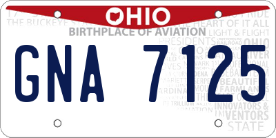 OH license plate GNA7125