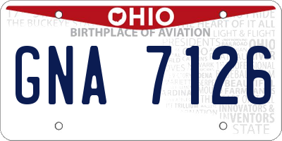 OH license plate GNA7126