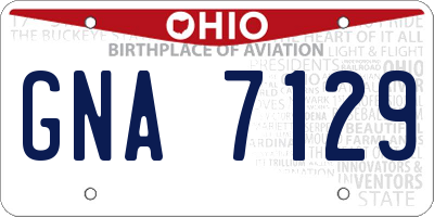 OH license plate GNA7129