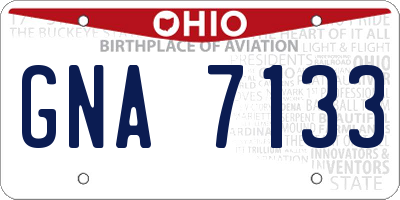OH license plate GNA7133