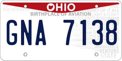 OH license plate GNA7138