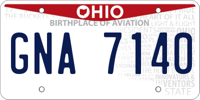 OH license plate GNA7140