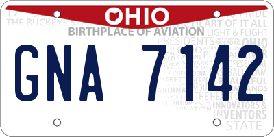 OH license plate GNA7142