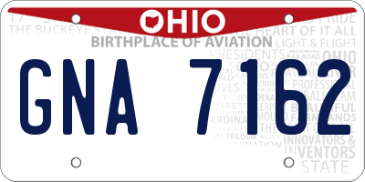 OH license plate GNA7162