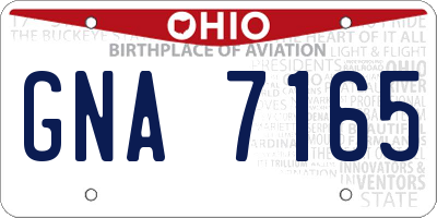 OH license plate GNA7165