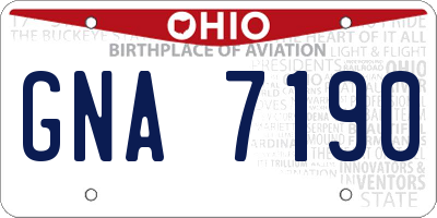 OH license plate GNA7190
