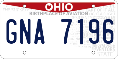OH license plate GNA7196