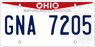 OH license plate GNA7205