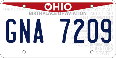 OH license plate GNA7209