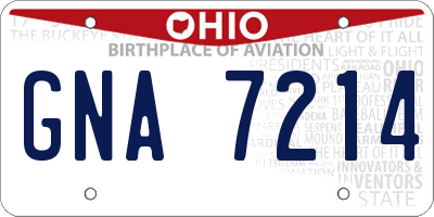 OH license plate GNA7214