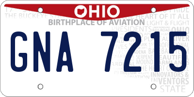OH license plate GNA7215