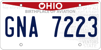 OH license plate GNA7223