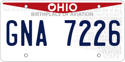 OH license plate GNA7226