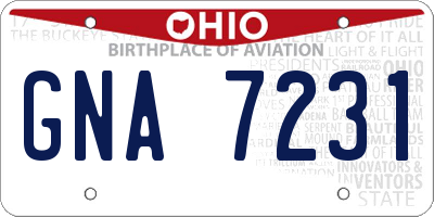 OH license plate GNA7231