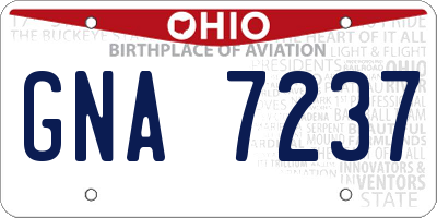 OH license plate GNA7237