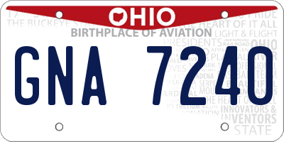 OH license plate GNA7240