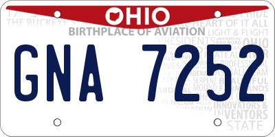 OH license plate GNA7252