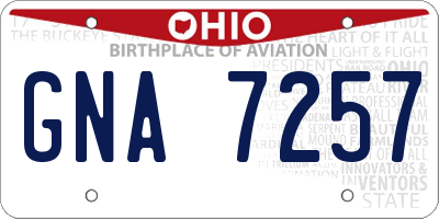 OH license plate GNA7257