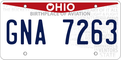 OH license plate GNA7263
