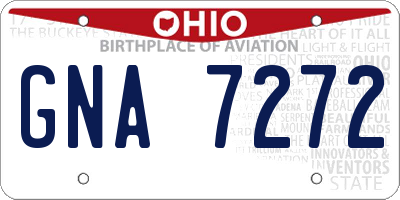 OH license plate GNA7272