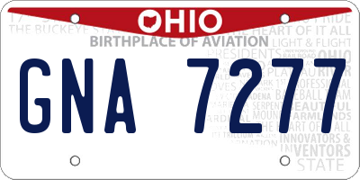 OH license plate GNA7277