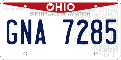 OH license plate GNA7285