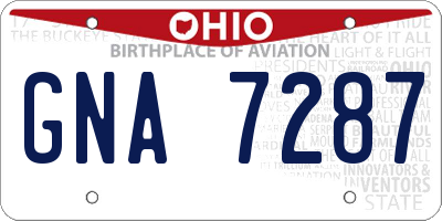 OH license plate GNA7287