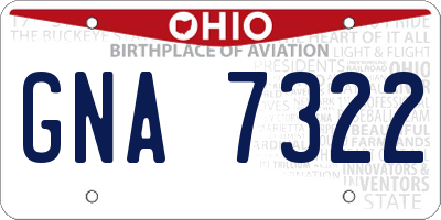 OH license plate GNA7322