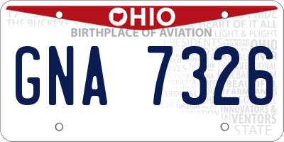 OH license plate GNA7326