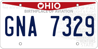 OH license plate GNA7329