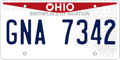 OH license plate GNA7342