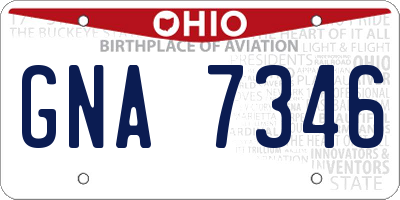 OH license plate GNA7346