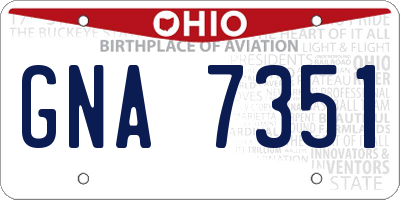 OH license plate GNA7351