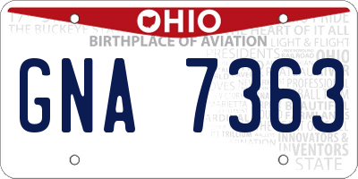 OH license plate GNA7363