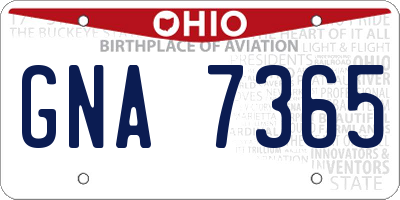 OH license plate GNA7365