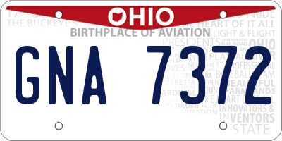 OH license plate GNA7372
