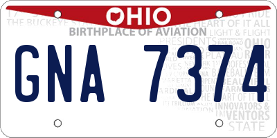 OH license plate GNA7374