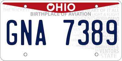 OH license plate GNA7389