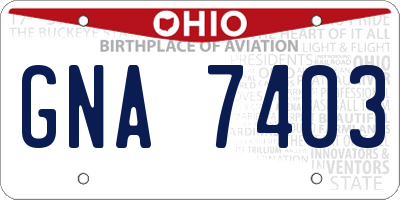 OH license plate GNA7403